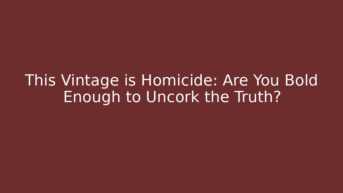 This Vintage is Homicide: Are You Bold Enough to Uncork the Truth?