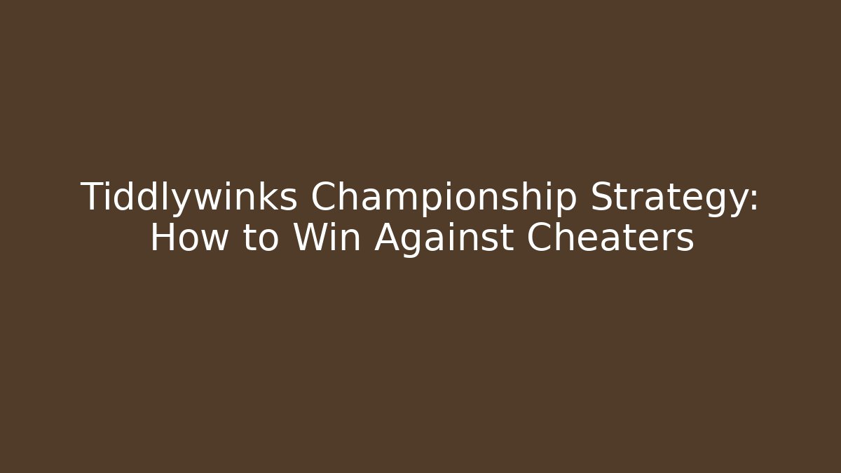 Tiddlywinks Championship Strategy: How to Win Against Cheaters