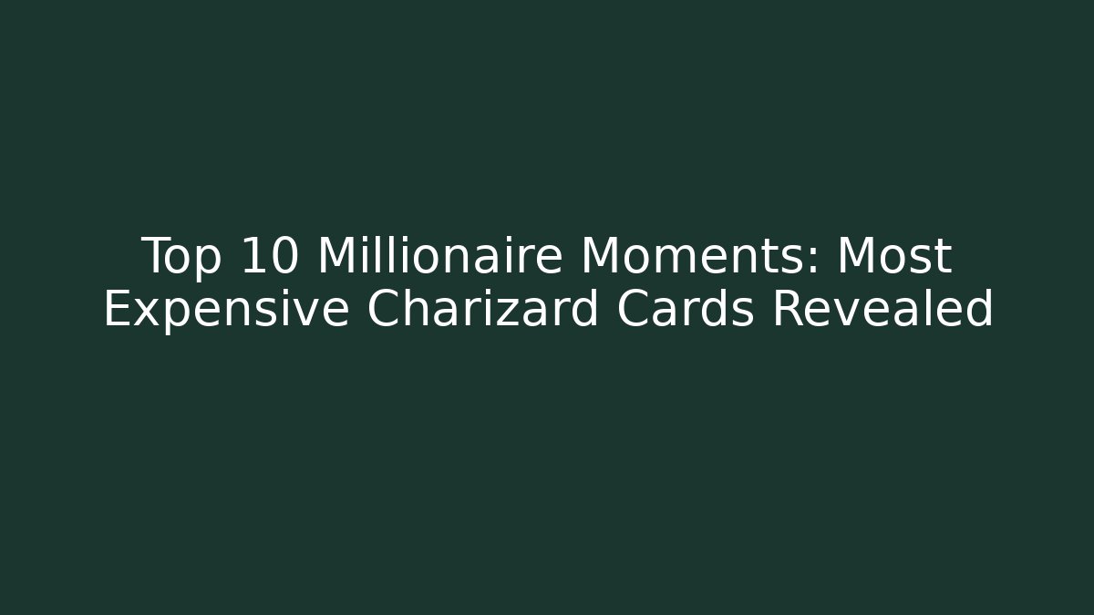 Top 10 Millionaire Moments: Most Expensive Charizard Cards Revealed