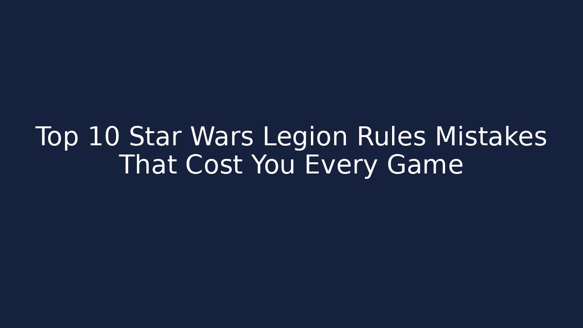 Top 10 Star Wars Legion Rules Mistakes That Cost You Every Game