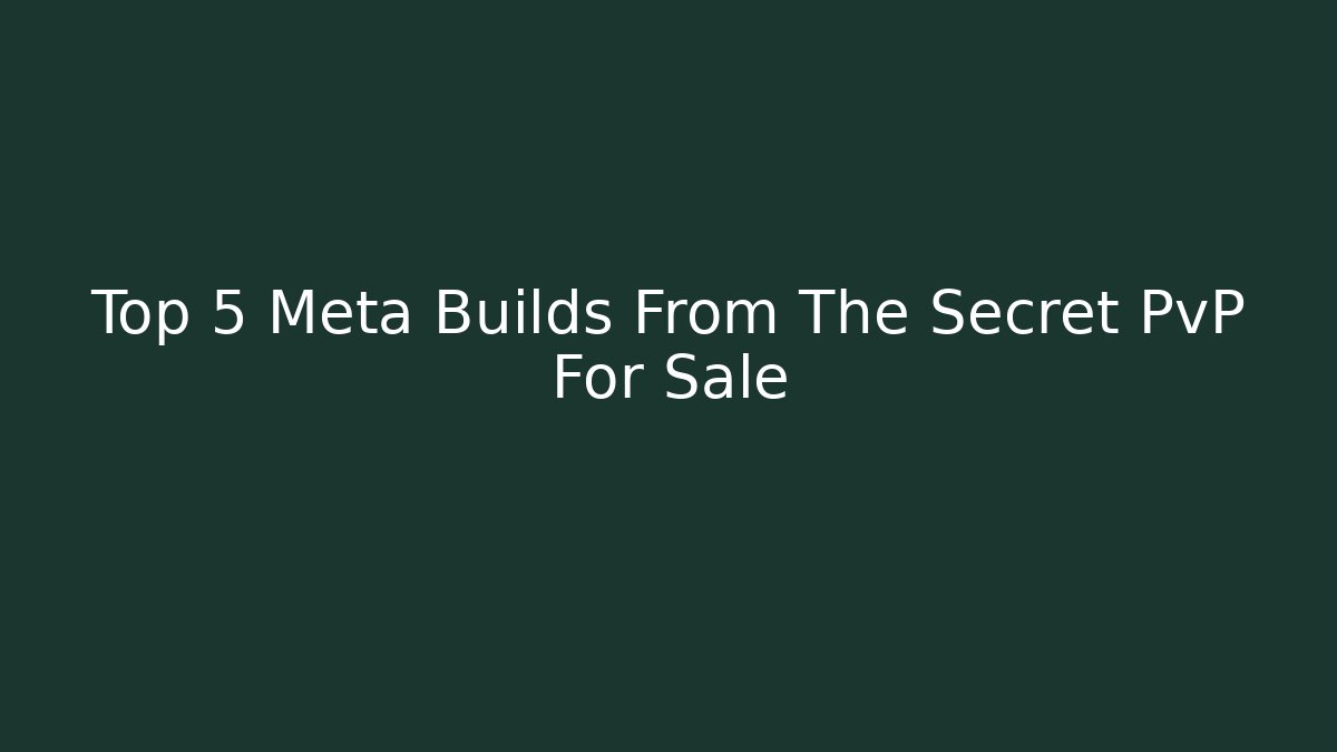 Top 5 Meta Builds From The Secret PvP For Sale