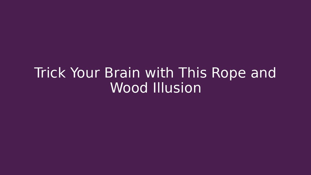 Trick Your Brain with This Rope and Wood Illusion