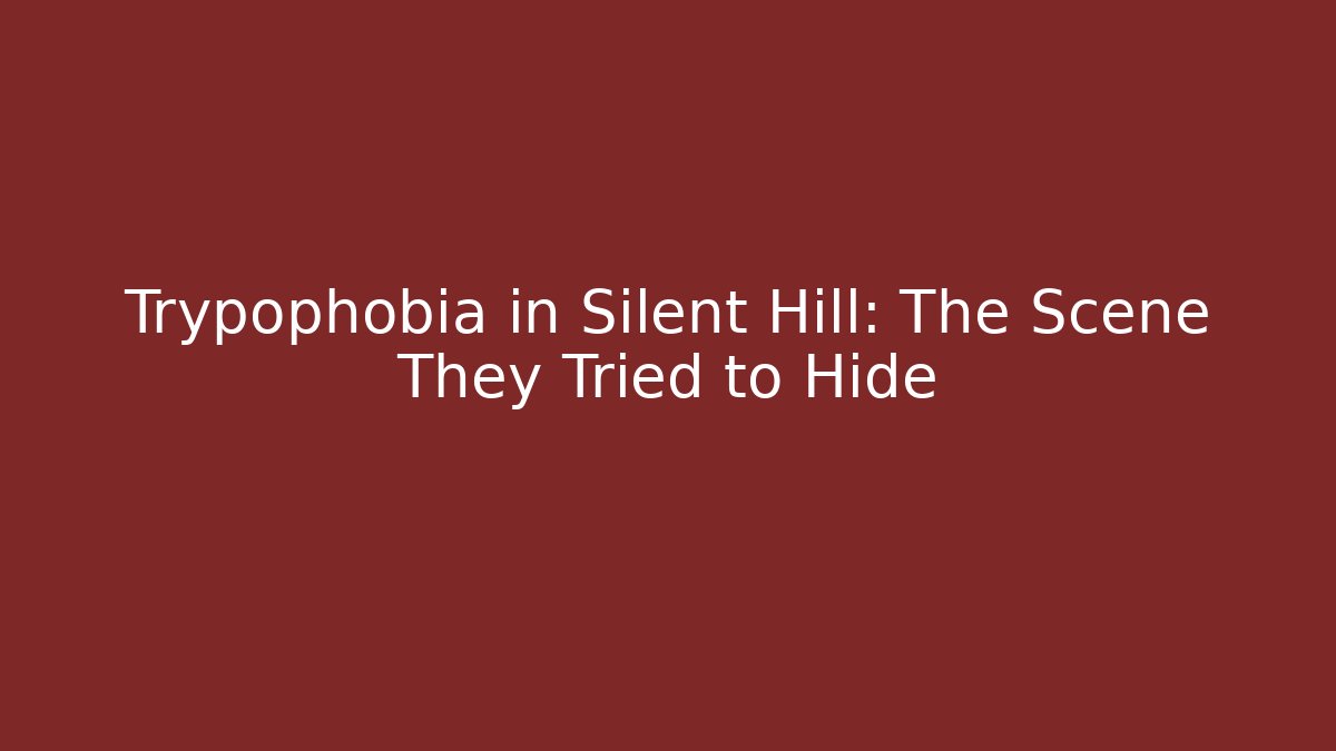 Trypophobia in Silent Hill: The Scene They Tried to Hide