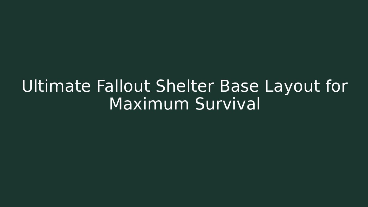 Ultimate Fallout Shelter Base Layout for Maximum Survival