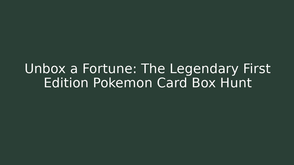 Unbox a Fortune: The Legendary First Edition Pokémon Card Box Hunt