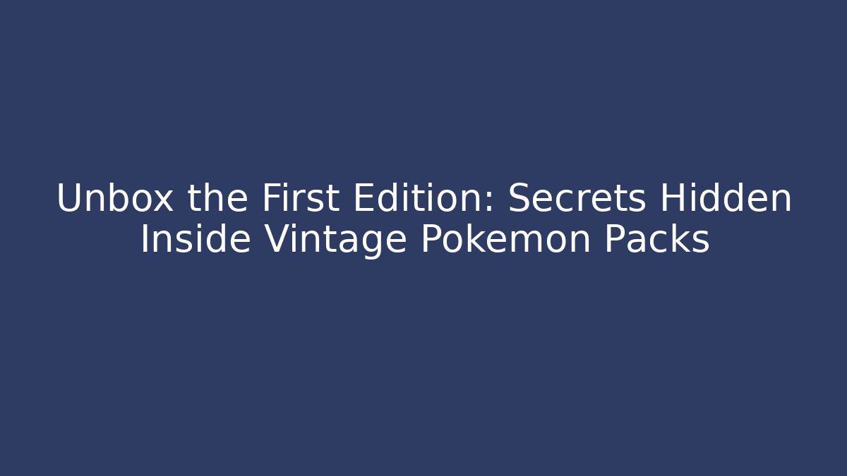 Unbox the First Edition: Secrets Hidden Inside Vintage Pokémon Packs
