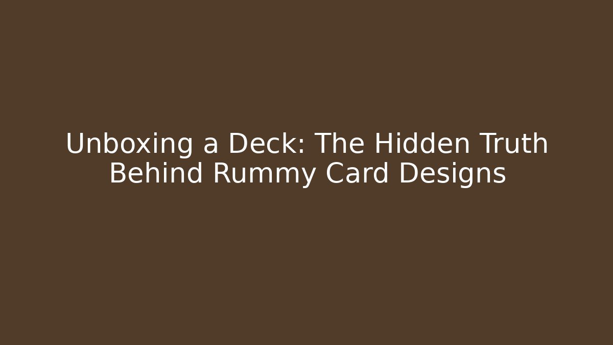 Unboxing a Deck: The Hidden Truth Behind Rummy Card Designs