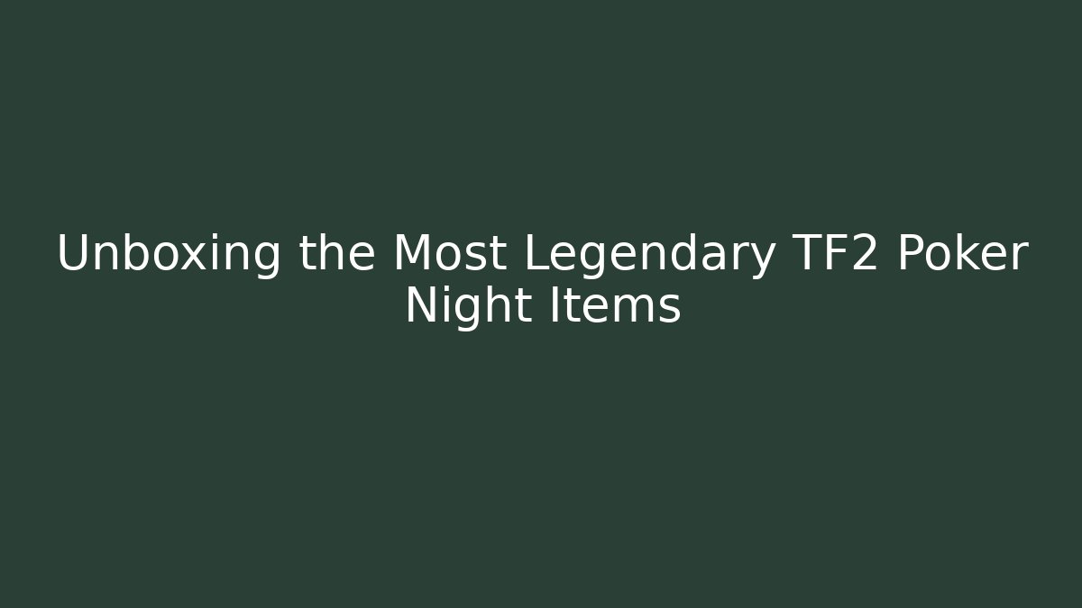 Unboxing the Most Legendary TF2 Poker Night Items