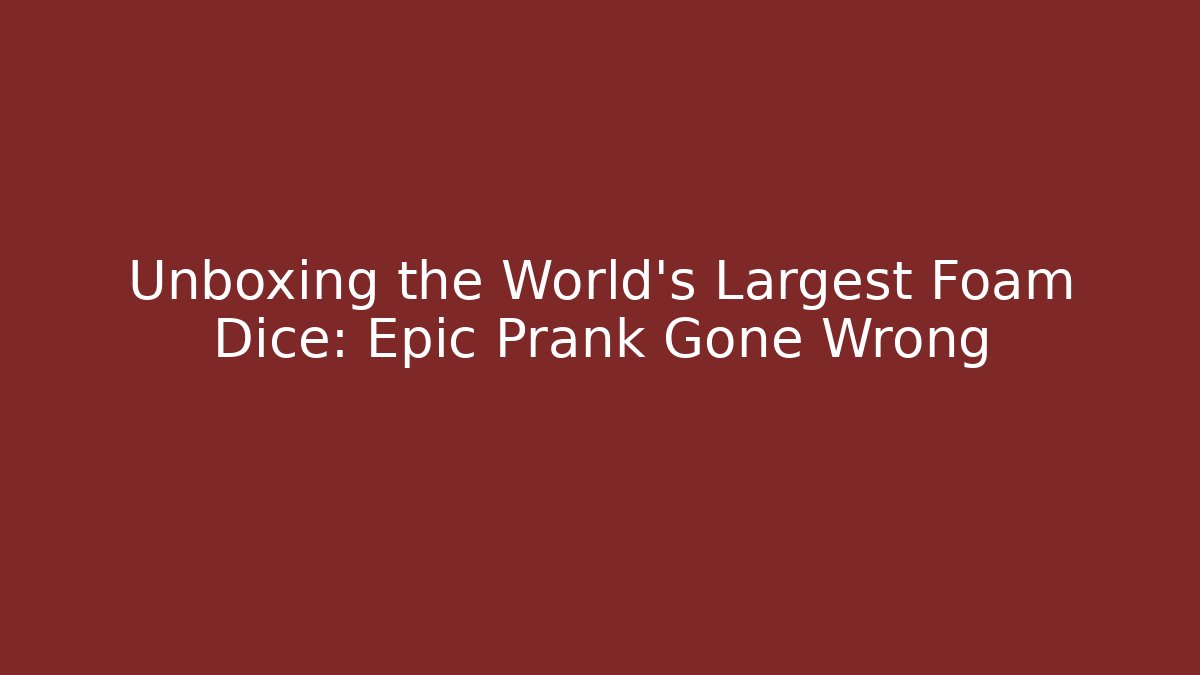 Unboxing the World's Largest Foam Dice: Epic Prank Gone Wrong