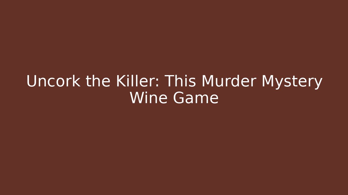 Uncork the Killer: This Murder Mystery Wine Game