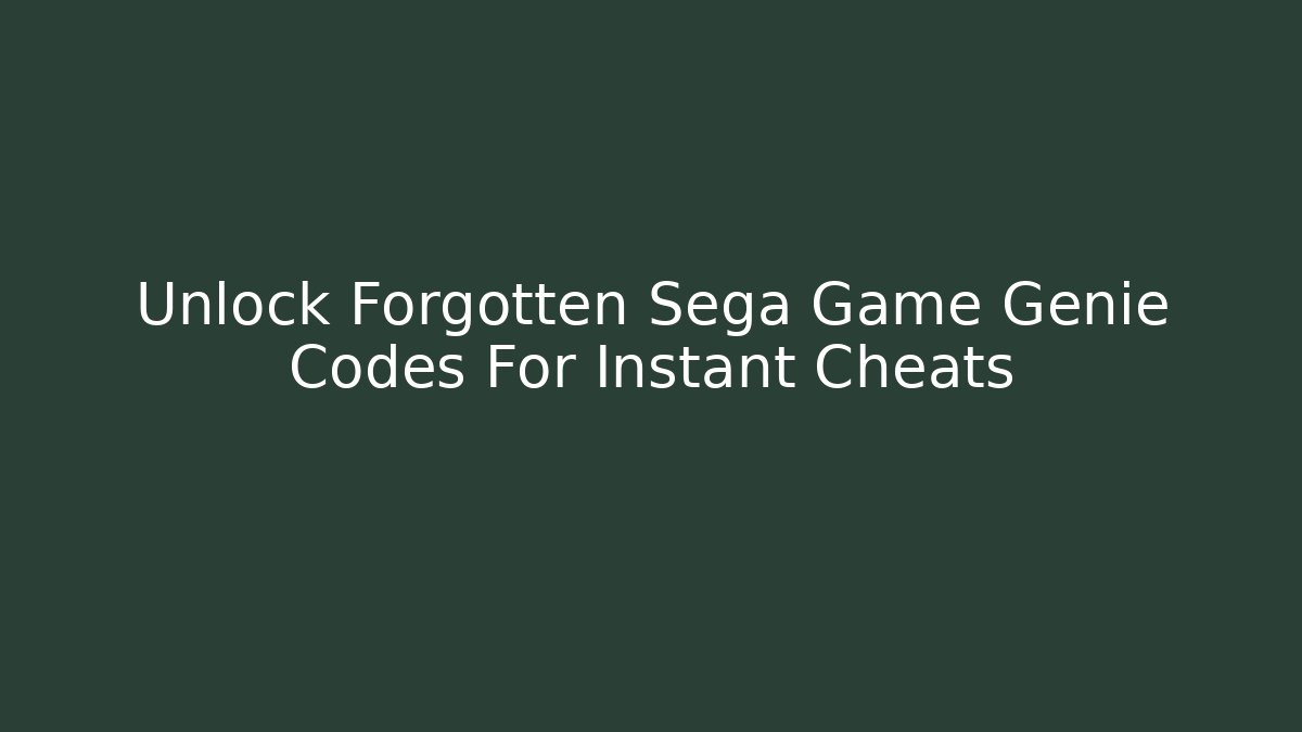 Unlock Forgotten Sega Game Genie Codes For Instant Cheats