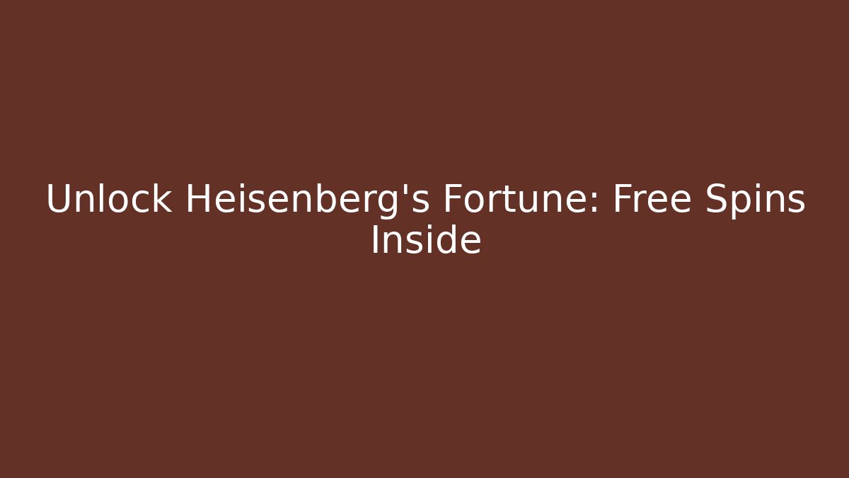 Unlock Heisenberg's Fortune: Free Spins Inside