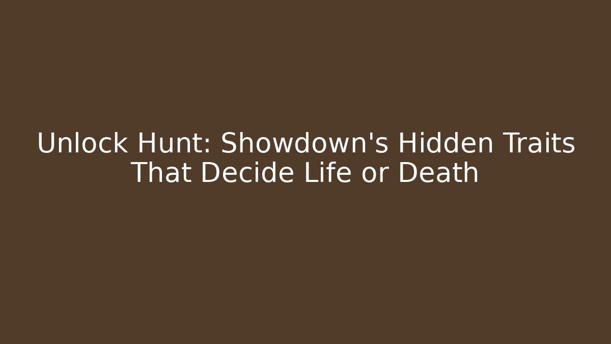Unlock Hunt: Showdown’s Hidden Traits That Decide Life or Death - Vintage E-Juice