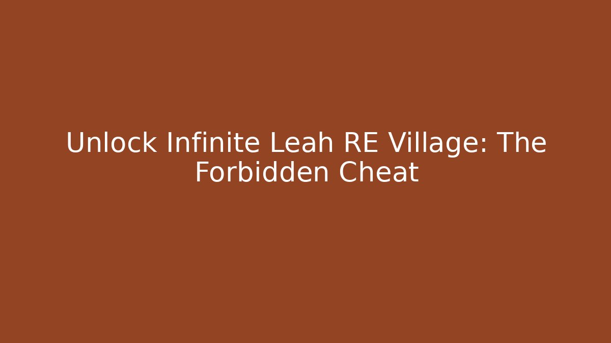 Unlock Infinite Leah RE Village: The Forbidden Cheat
