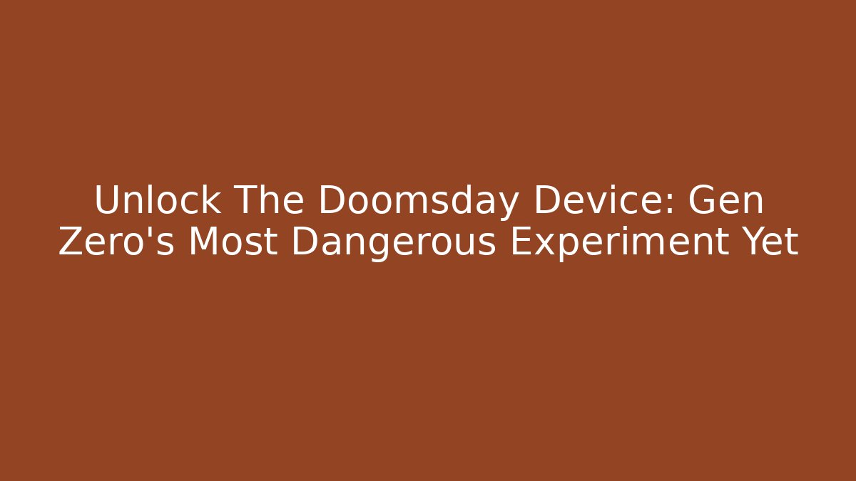 Unlock The Doomsday Device: Gen Zero's Most Dangerous Experiment Yet - Vintage E-Juice