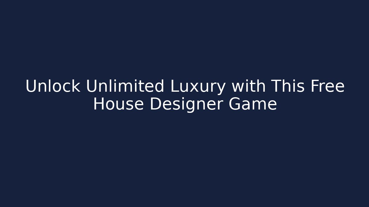 Unlock Unlimited Luxury with This Free House Designer Game