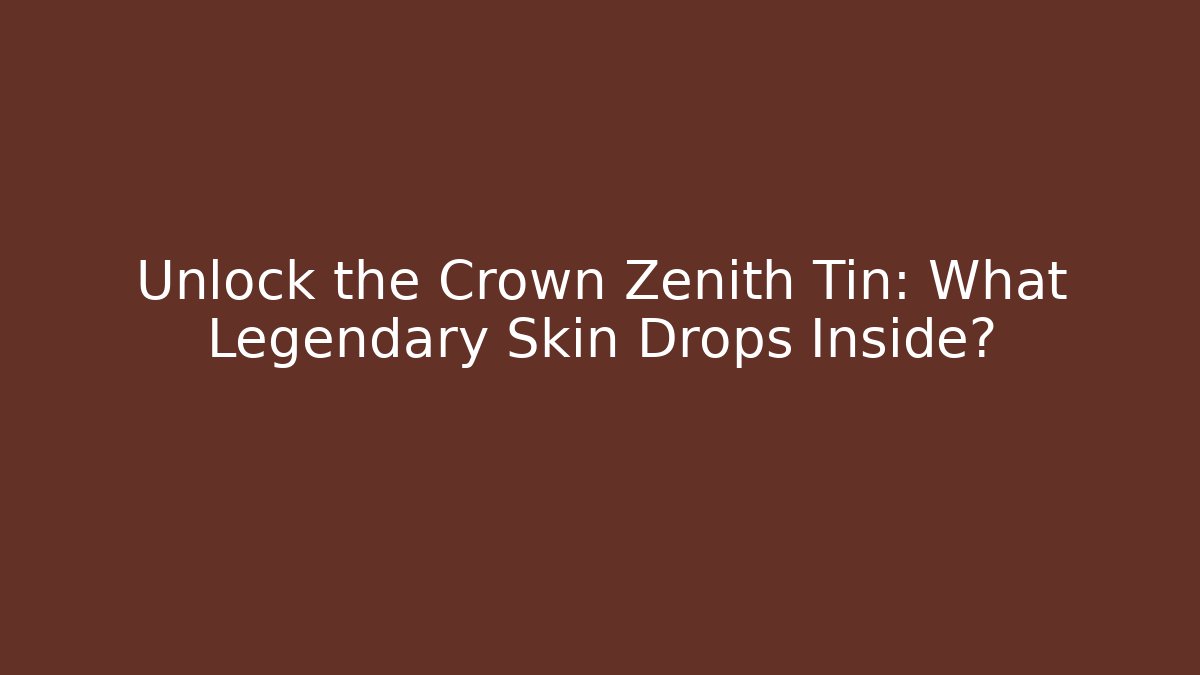 Unlock the Crown Zenith Tin: What Legendary Skin Drops Inside?