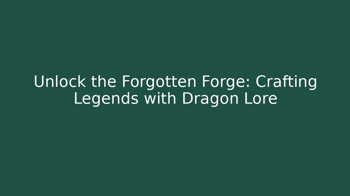 Unlock the Forgotten Forge: Crafting Legends with Dragon Lore - Vintage E-Juice