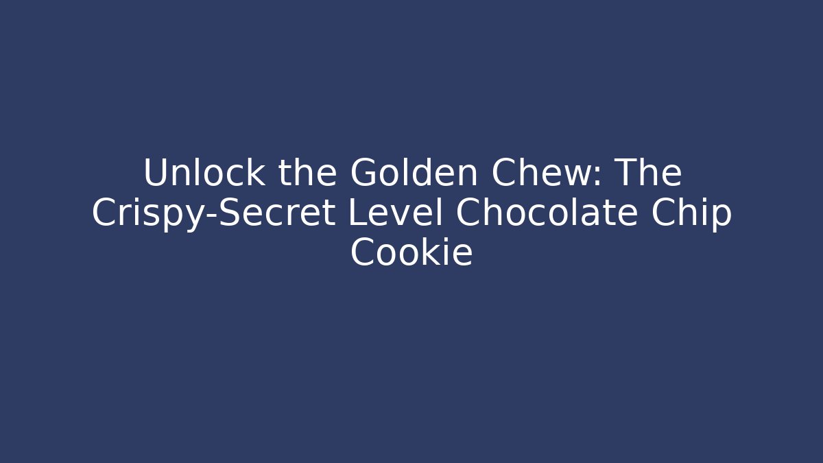 Unlock the Golden Chew: The Crispy-Secret Level Chocolate Chip Cookie