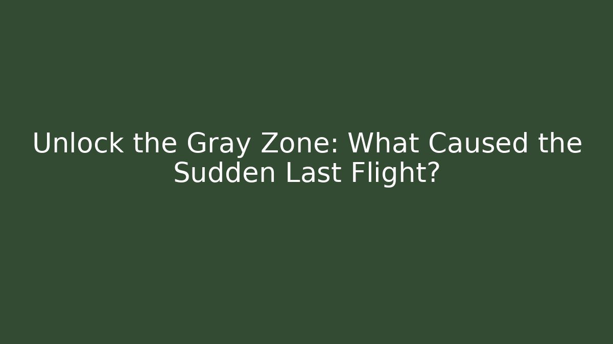 Unlock the Gray Zone: What Caused the Sudden Last Flight?