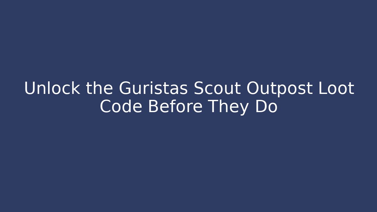 Unlock the Guristas Scout Outpost Loot Code Before They Do