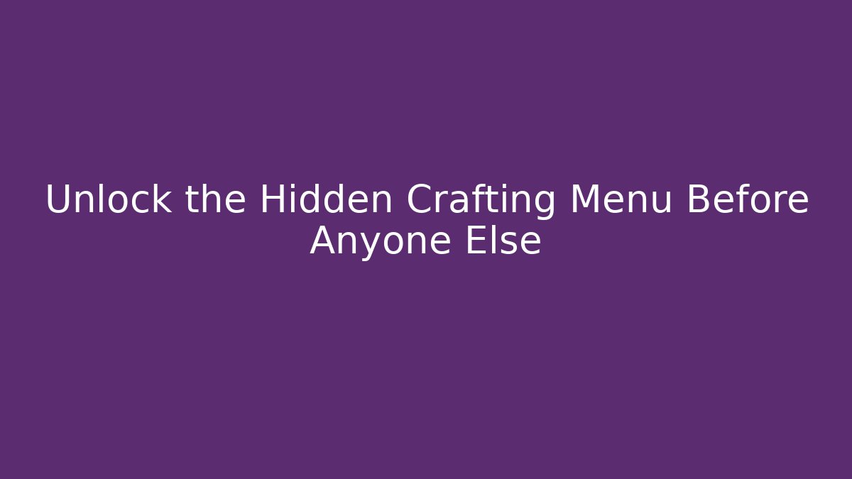 Unlock the Hidden Crafting Menu Before Anyone Else - Vintage E-Juice