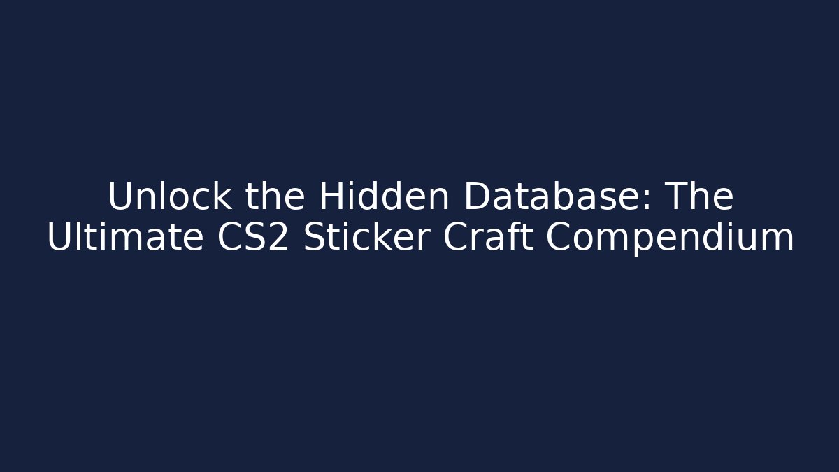 Unlock the Hidden Database: The Ultimate CS2 Sticker Craft Compendium