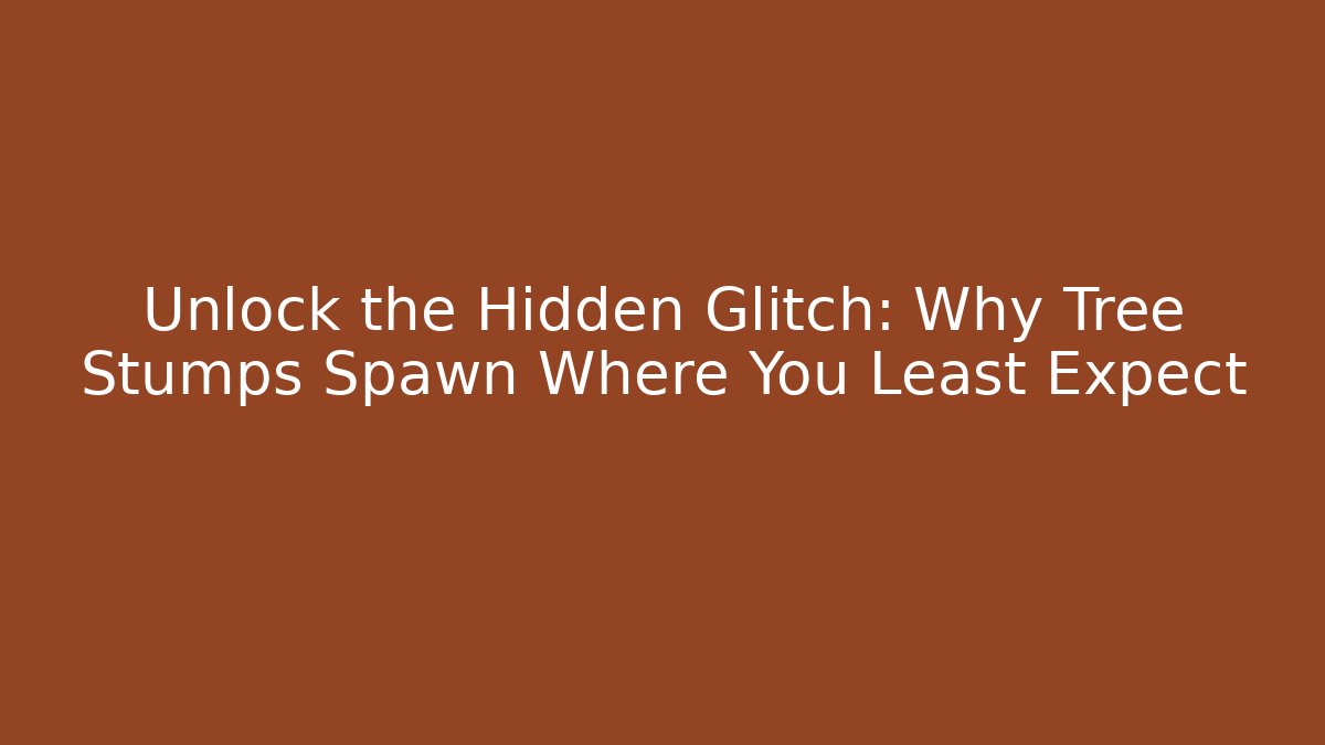 Unlock the Hidden Glitch: Why Tree Stumps Spawn Where You Least Expect - Vintage E-Juice