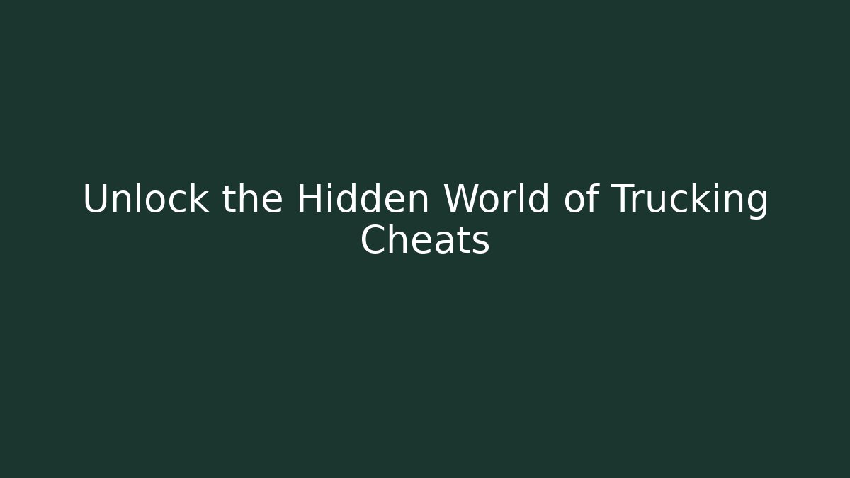 Unlock the Hidden World of Trucking Cheats