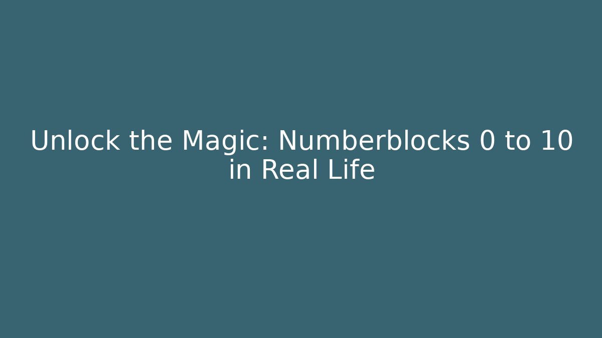 Unlock the Magic: Numberblocks 0 to 10 in Real Life