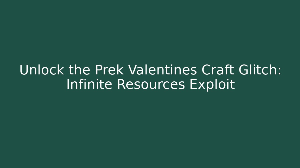 Unlock the Prek Valentines Craft Glitch: Infinite Resources Exploit - Vintage E-Juice
