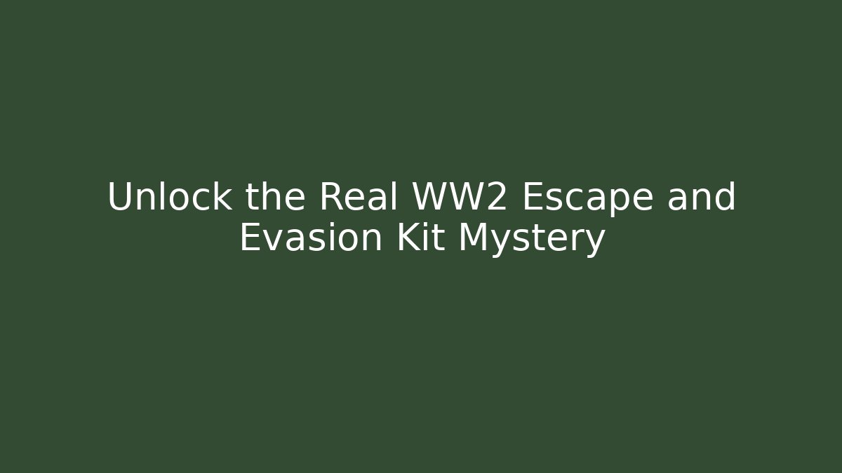 Unlock the Real WW2 Escape and Evasion Kit Mystery