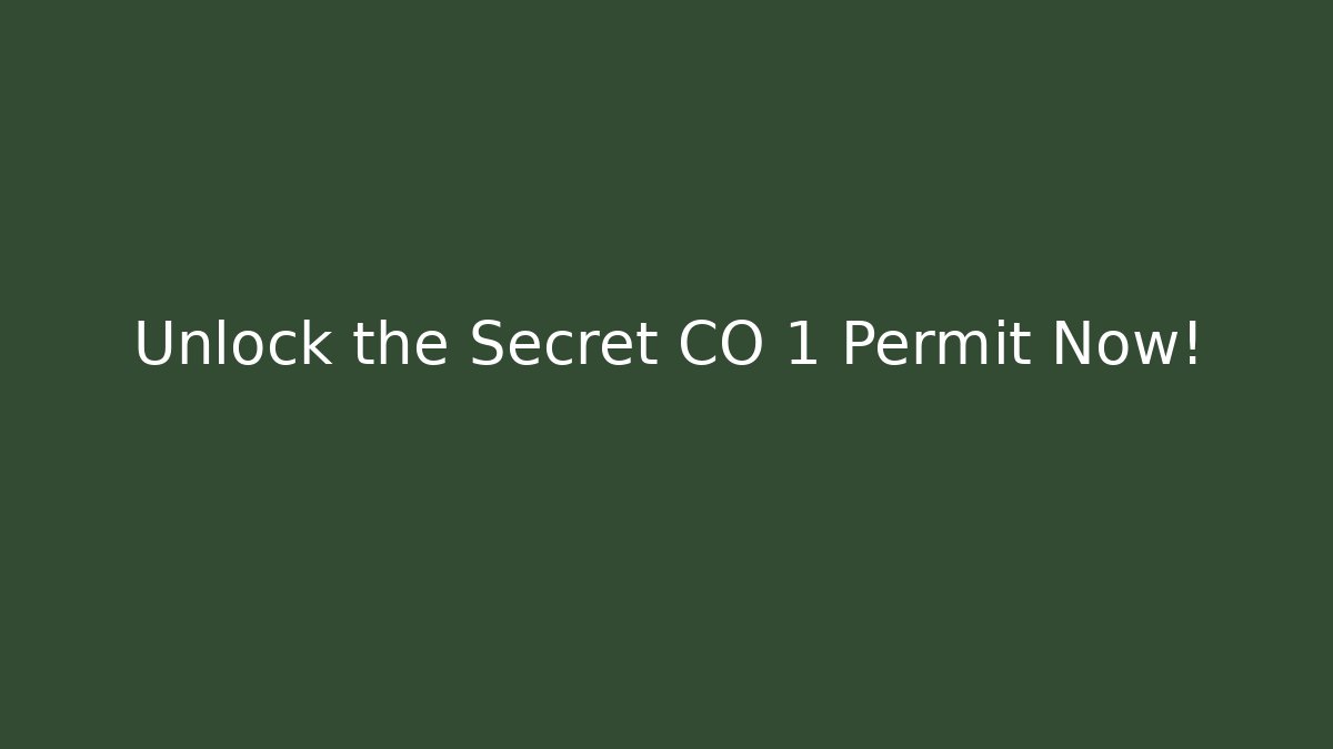 Unlock the Secret CO 1 Permit Now!
