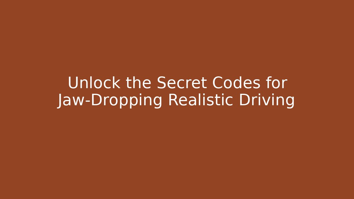 Unlock the Secret Codes for Jaw-Dropping Realistic Driving