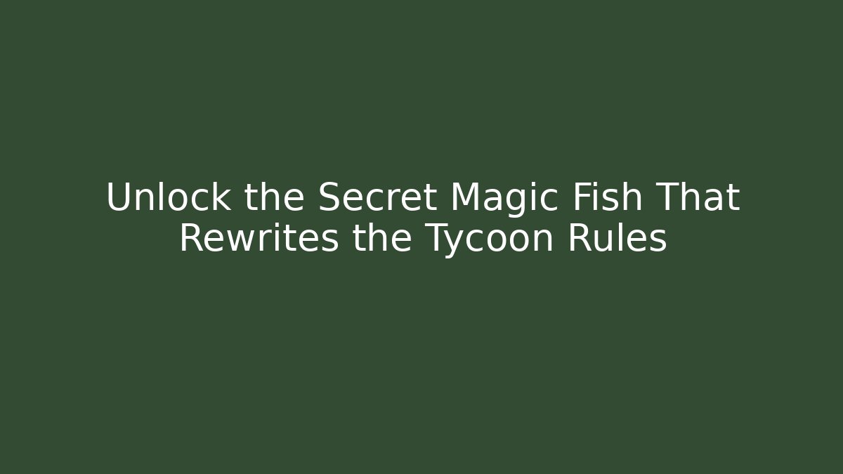 Unlock the Secret Magic Fish That Rewrites the Tycoon Rules