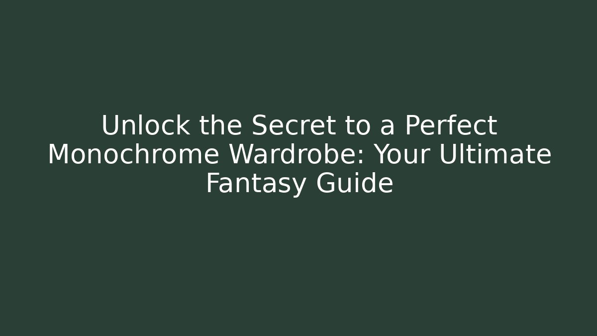 Unlock the Secret to a Perfect Monochrome Wardrobe: Your Ultimate Fantasy Guide