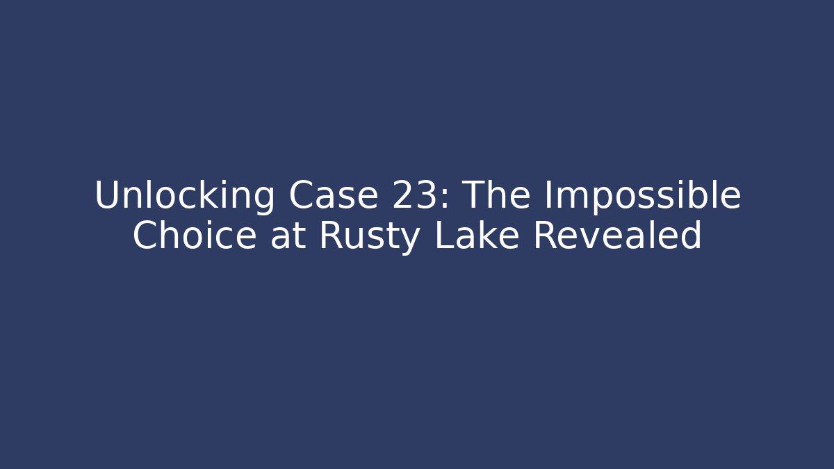 Unlocking Case 23: The Impossible Choice at Rusty Lake Revealed