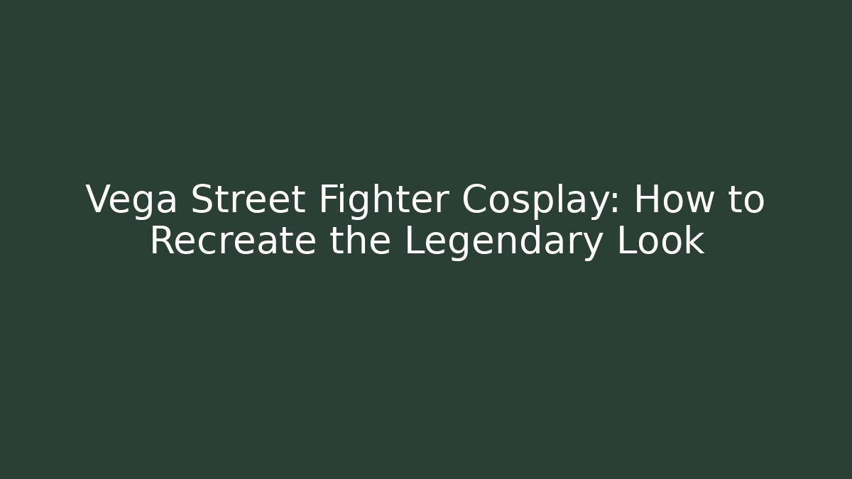 Vega Street Fighter Cosplay: How to Recreate the Legendary Look