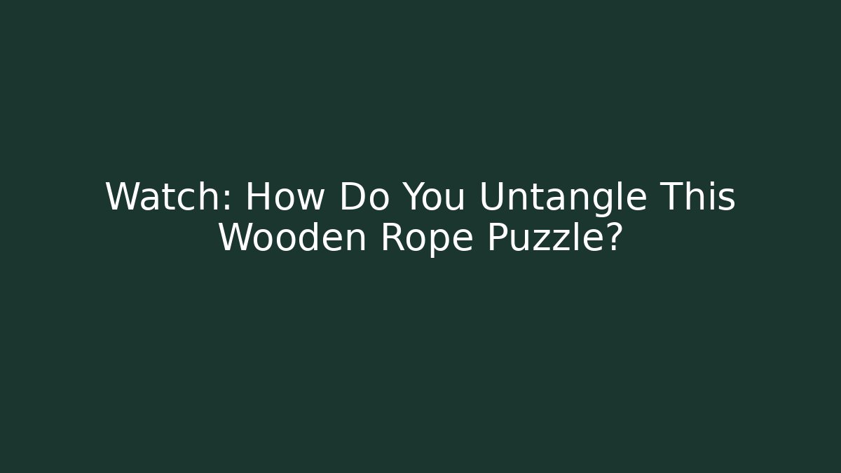 Watch: How Do You Untangle This Wooden Rope Puzzle?