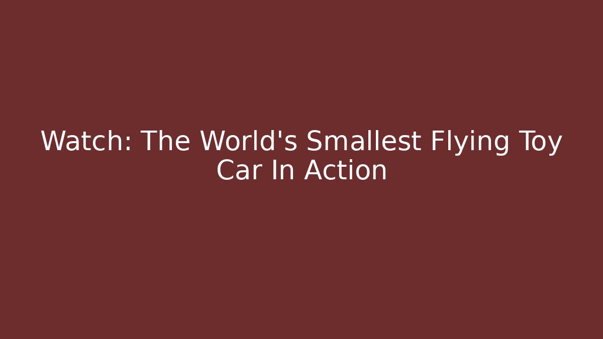 Watch: The World's Smallest Flying Toy Car In Action