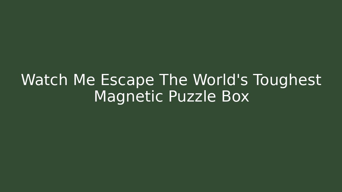 Watch Me Escape The World's Toughest Magnetic Puzzle Box