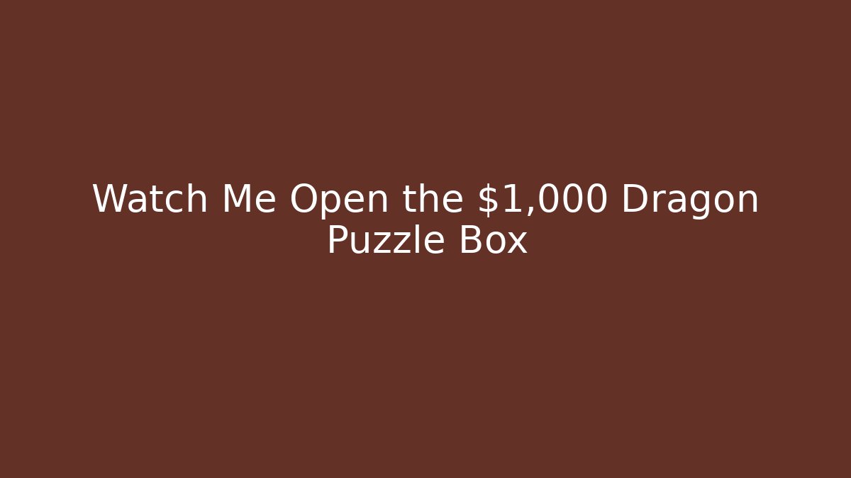 Watch Me Open the $1,000 Dragon Puzzle Box