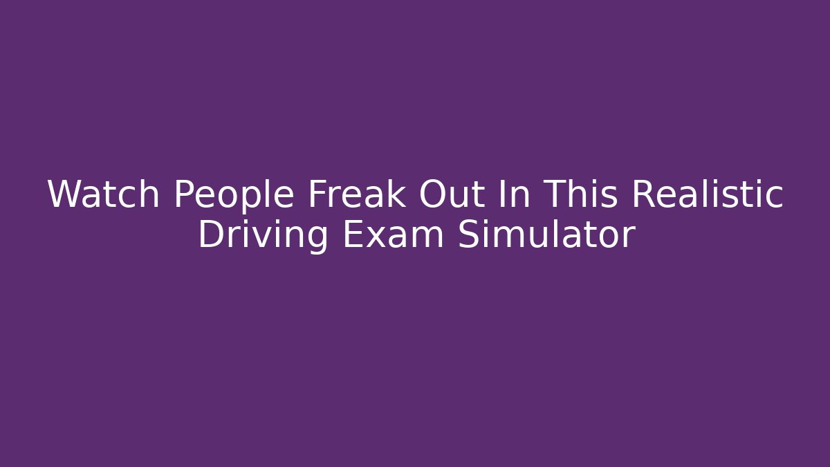 Watch People Freak Out In This Realistic Driving Exam Simulator