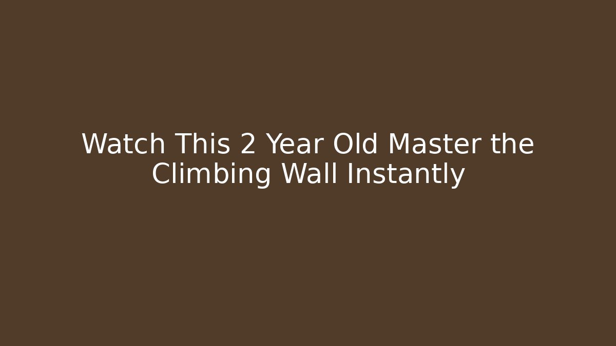 Watch This 2 Year Old Master the Climbing Wall Instantly