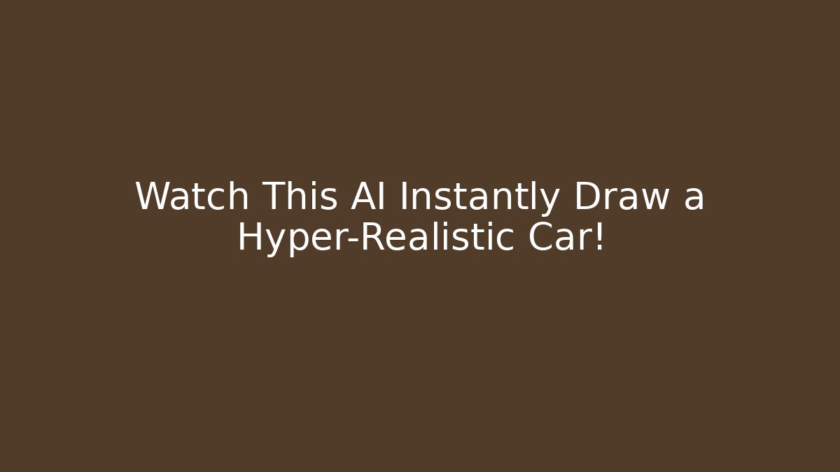 Watch This AI Instantly Draw a Hyper-Realistic Car! - Vintage E-Juice