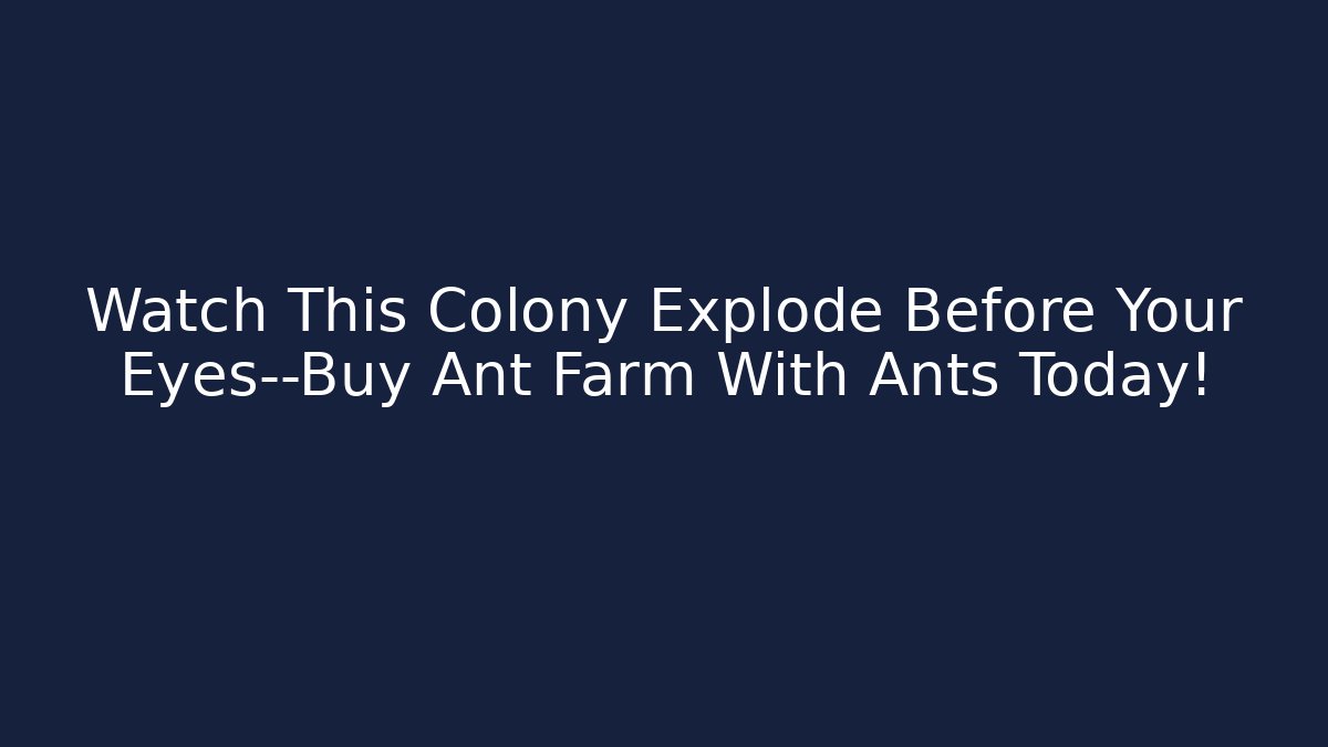 Watch This Colony Explode Before Your Eyes—Buy Ant Farm With Ants Today!