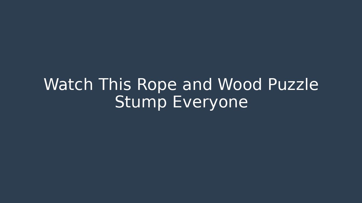 Watch This Rope and Wood Puzzle Stump Everyone