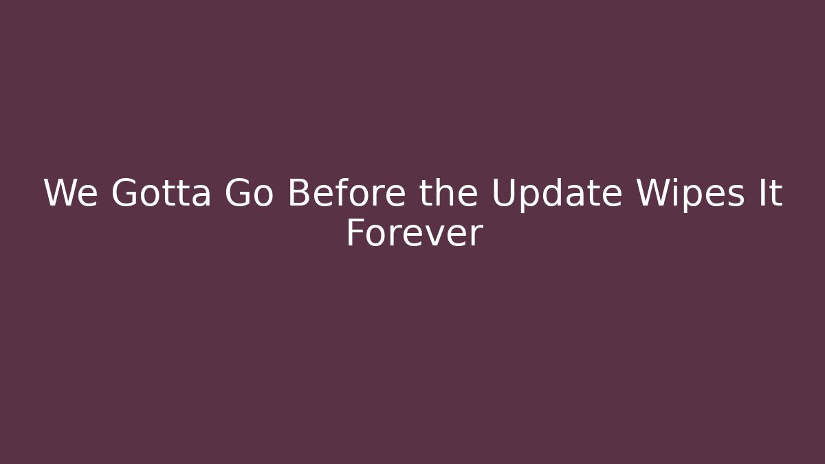 We Gotta Go Before the Update Wipes It Forever