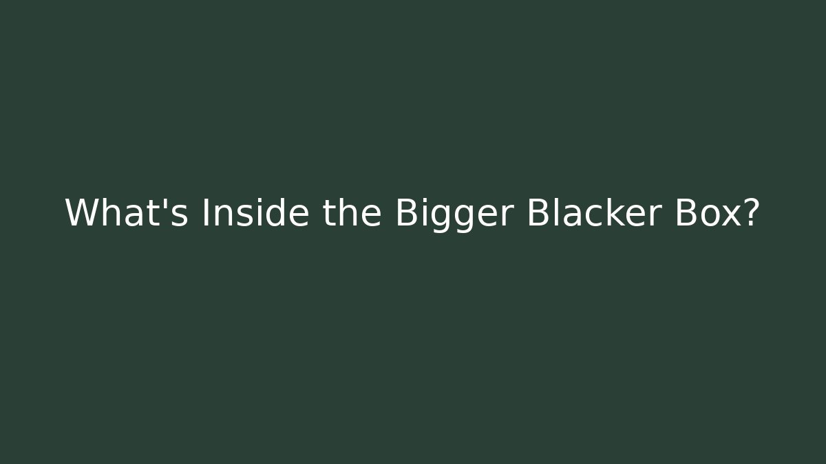 What's Inside the Bigger Blacker Box?
