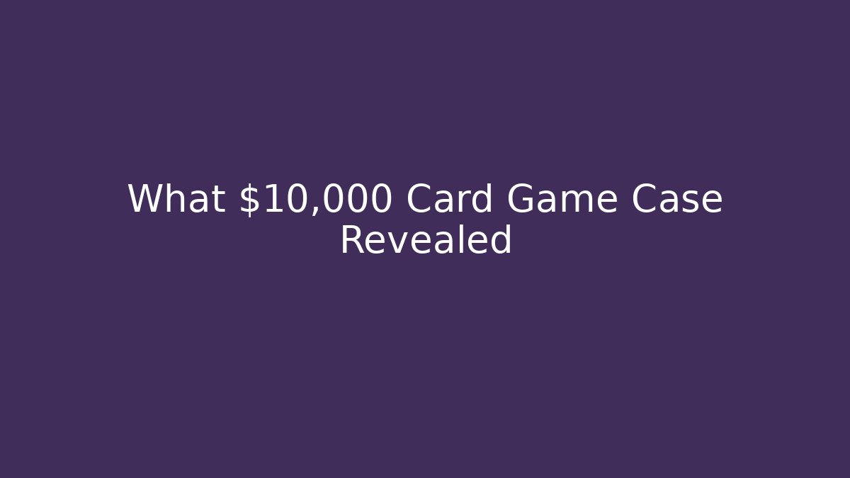 What $10,000 Card Game Case Revealed